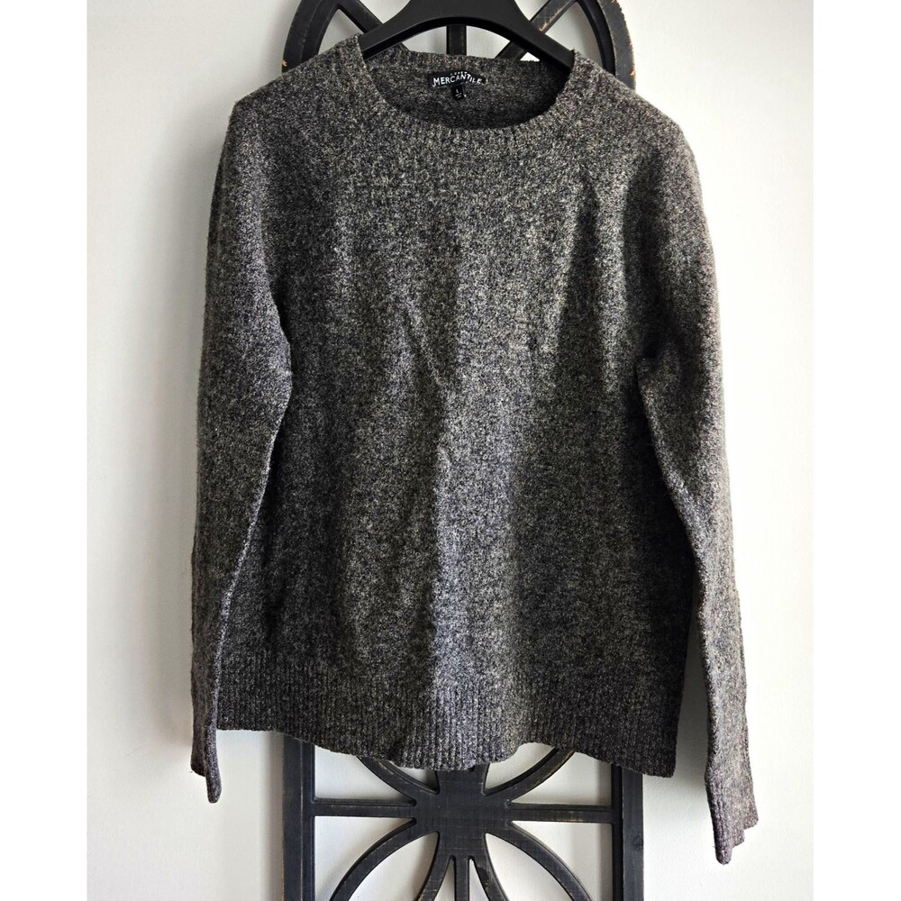 J.CREW Mercantile Men's Large Gray Knit Crewneck Pullover Sweater Logo